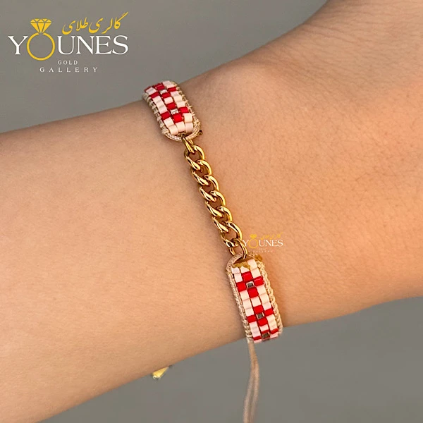 دستبند میوکی قرمز صورتی کارتیر طلا